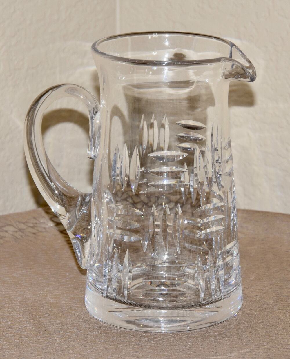 Tiffany & Co. Crystal Pitcher Crisscross Cut Discontinued 8" Tall Tankard Heavy